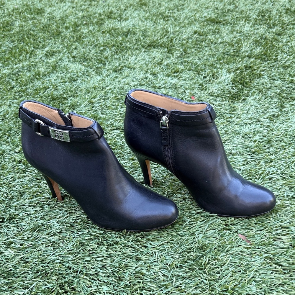 COACH Salene Black Leather Stiletto Ankle Booties - size 7